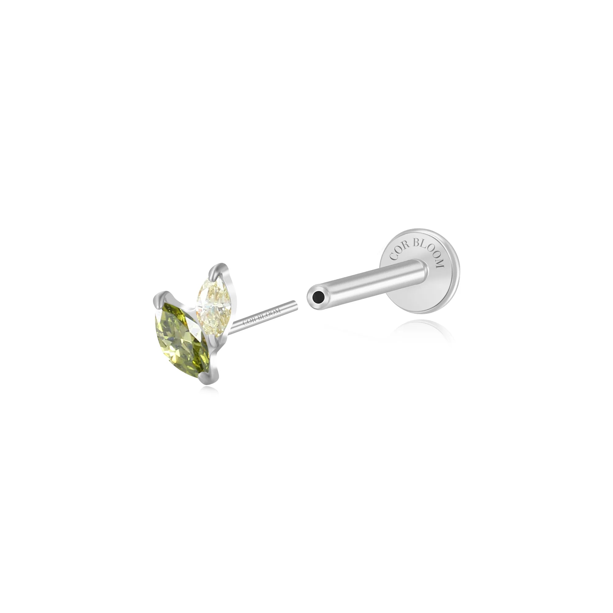 Titanium Akosua Mini Duo Petal Peridot Yellow Stud