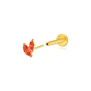 Titanium Akosua Mini Duo Petal Orange Red Garnet Stud