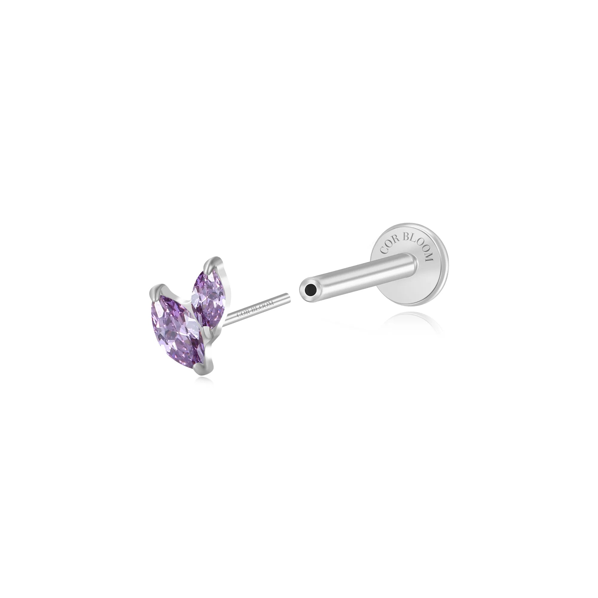 Titanium Akosua Mini Duo Petal Amethyst Stud