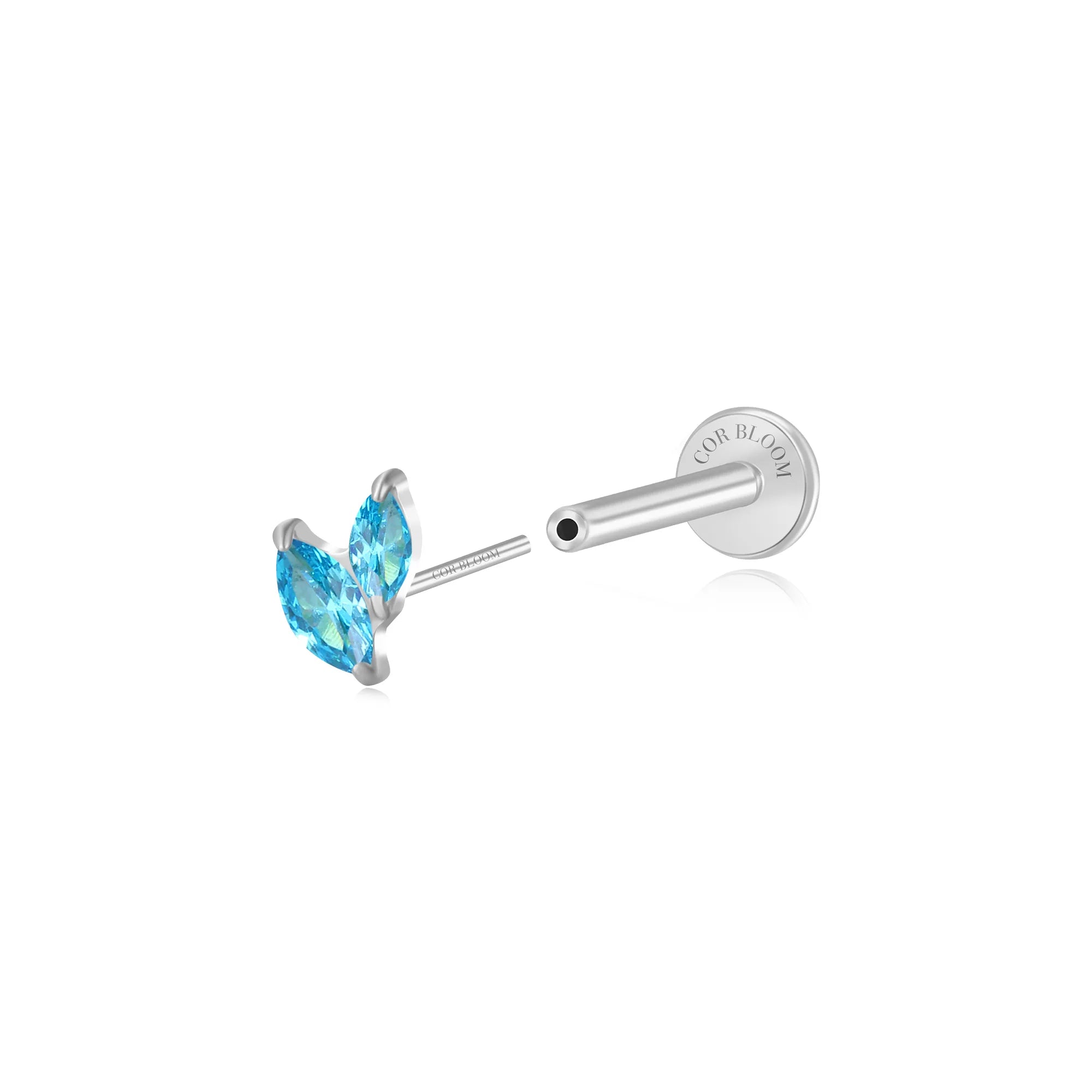Titanium Akosua Mini Duo Petal Aquamarine Stud