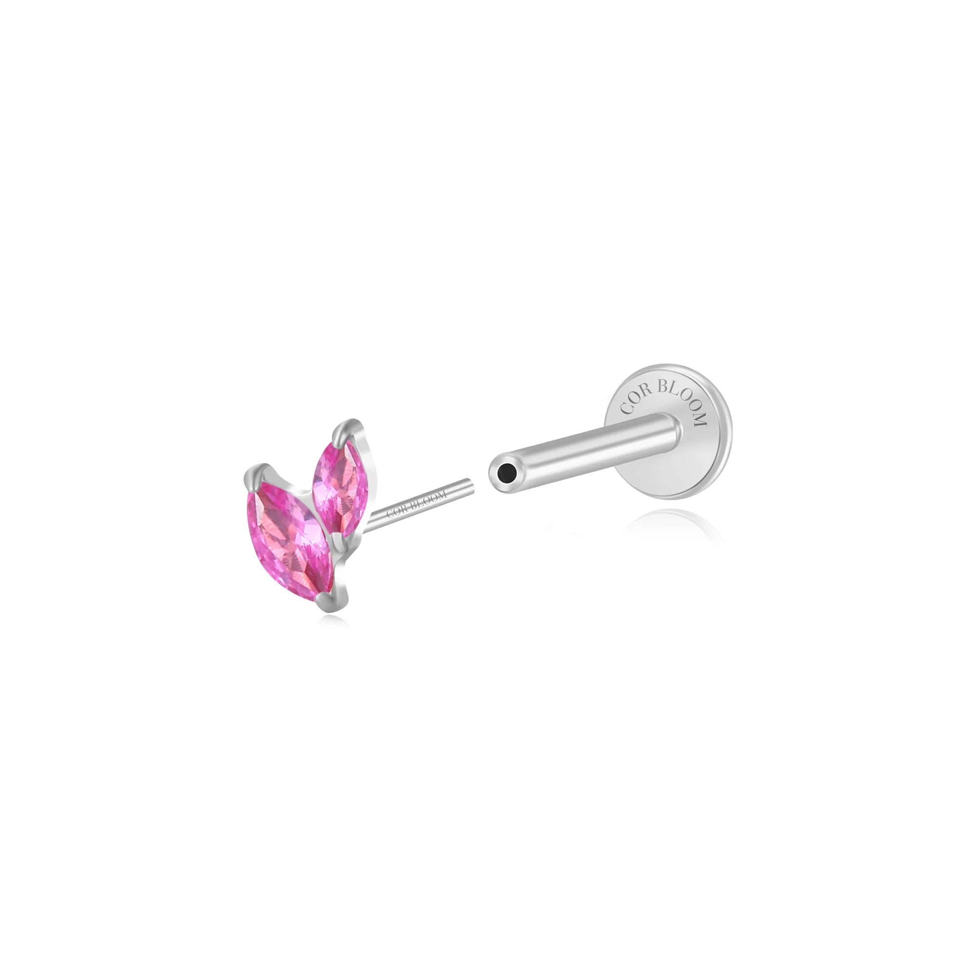 Titanium Akosua Mini Duo Petal Ruby Stud