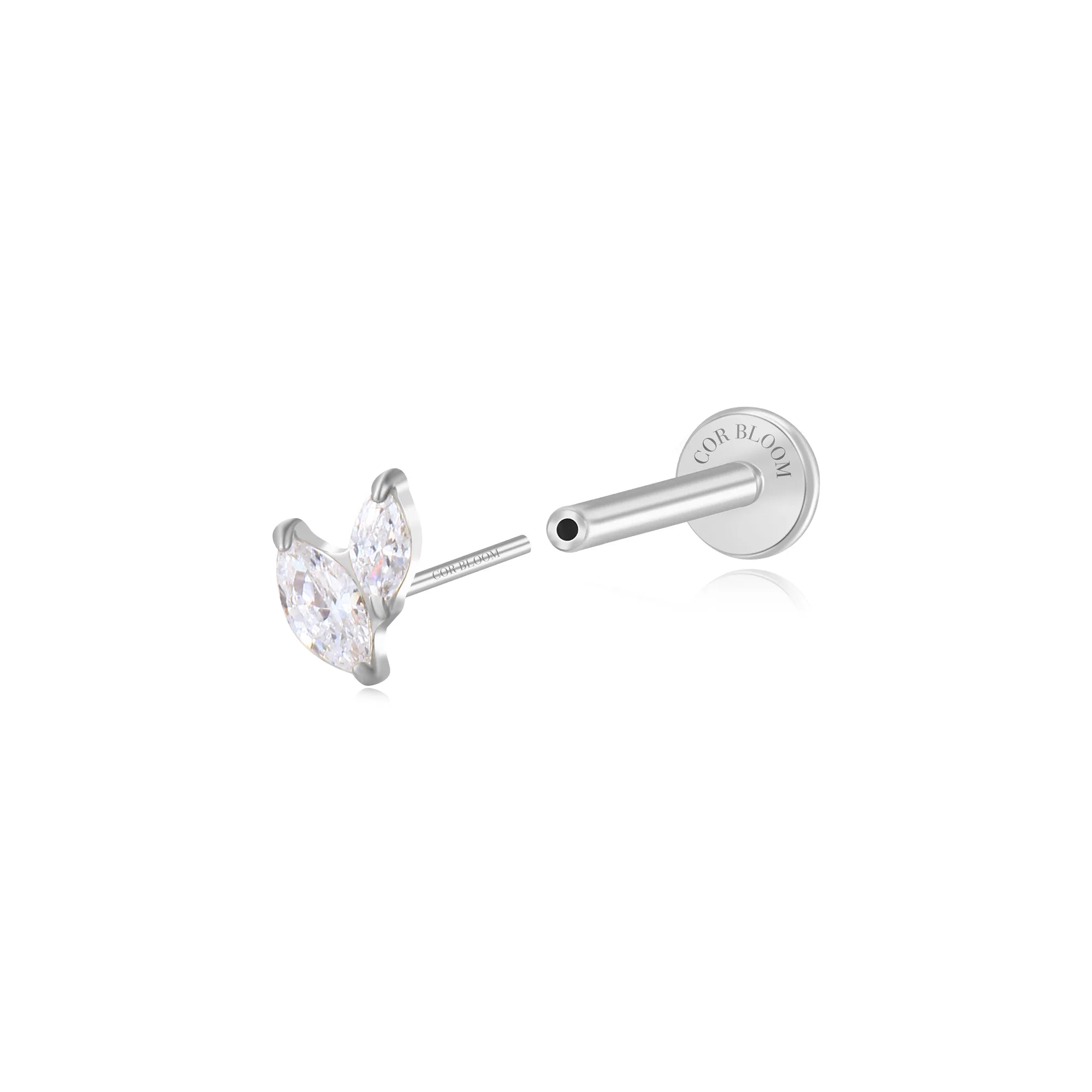 Titanium Akosua Mini Duo Petal Crystal Stud