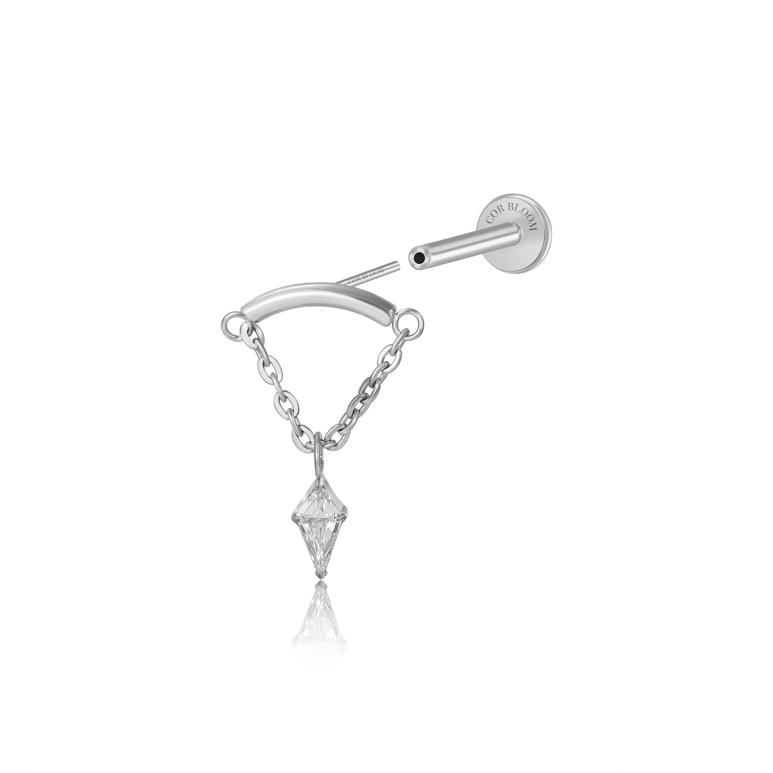 Titanium Yareli Kite Dangle Stud - Vertical Helix & Hidden Rook