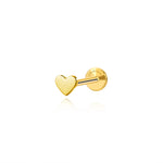 Titanium Solid Simple Heart Flat Back Stud