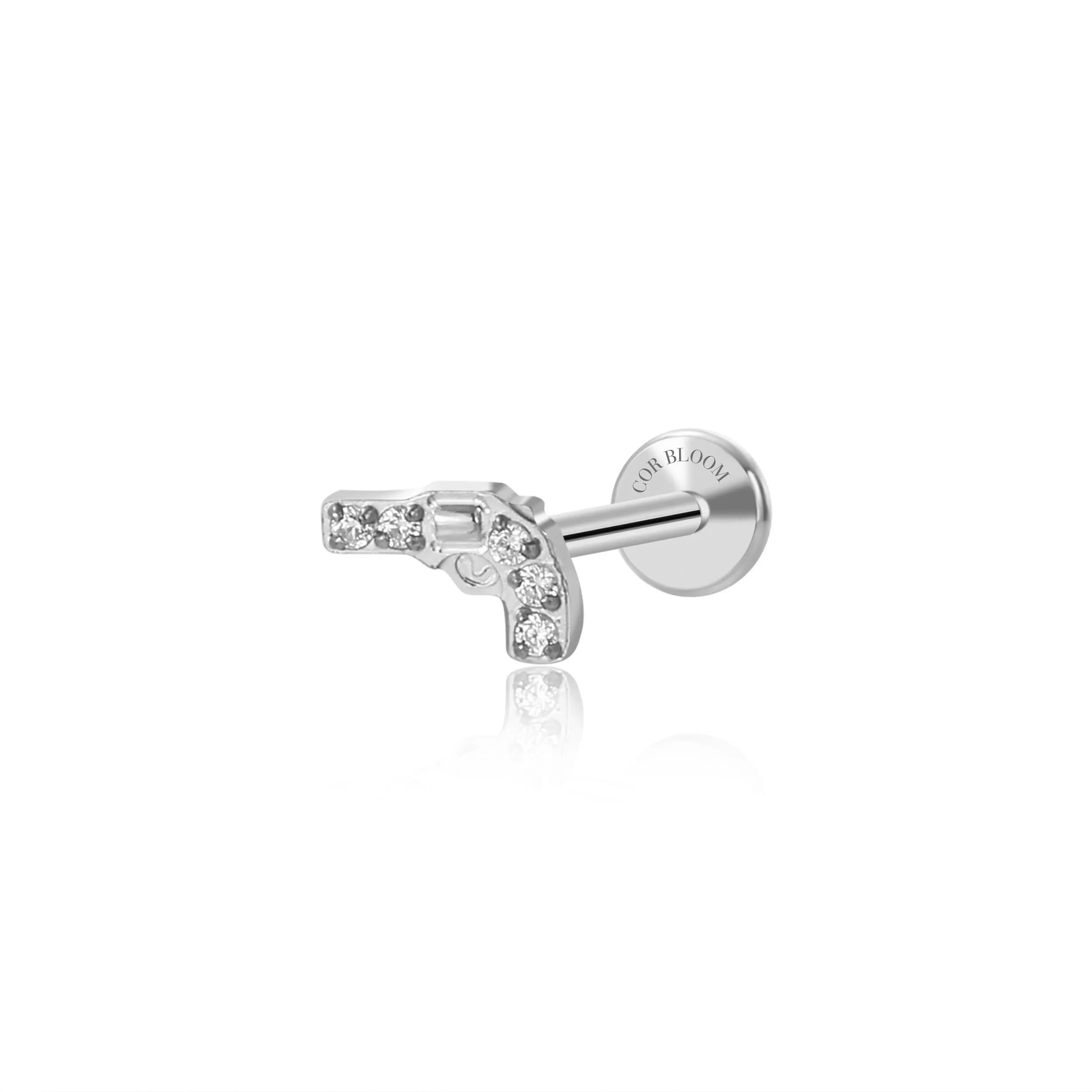 Titanium Dainty Diamond Mini Handgun Flat Back Stud