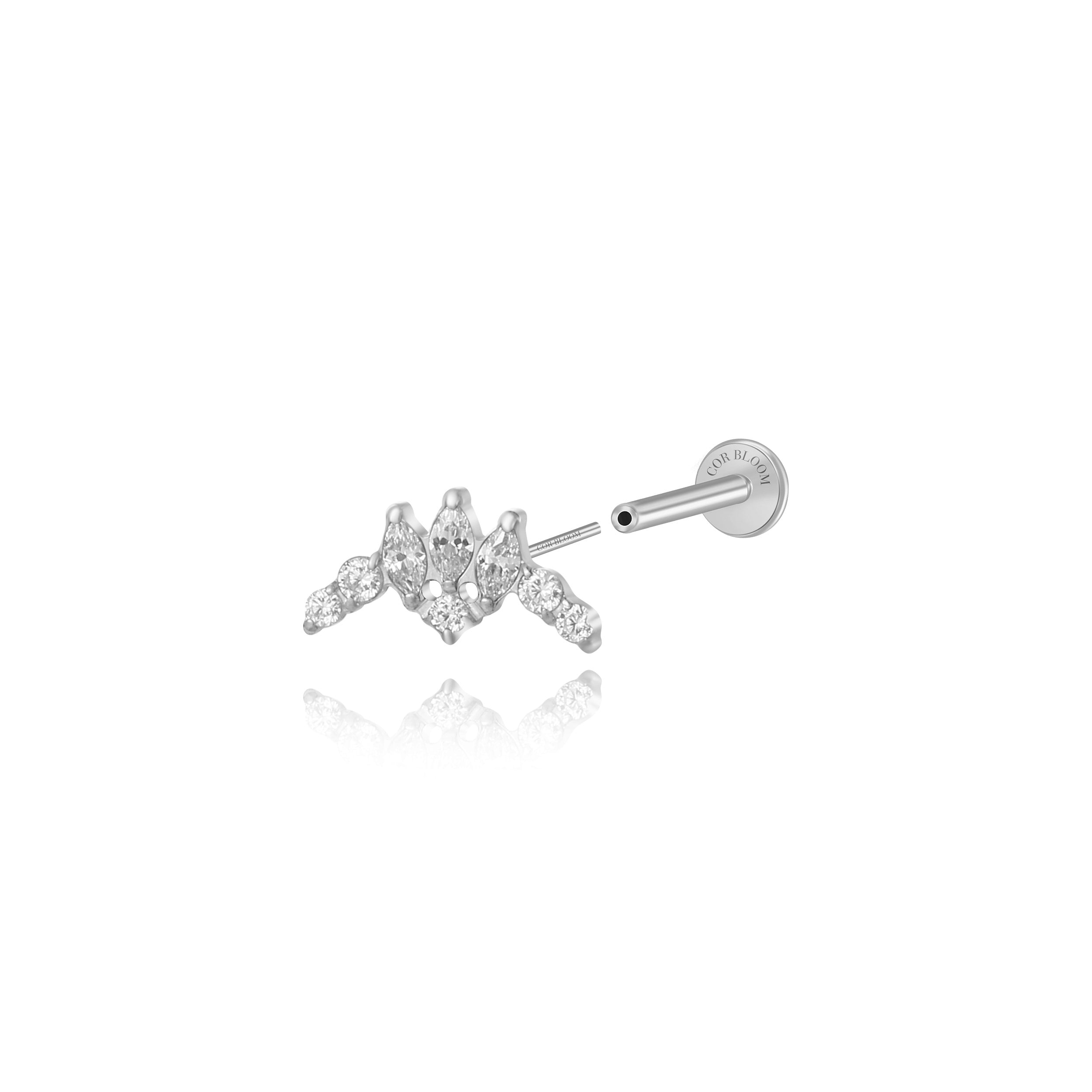 Titanium Faye Diamond Crown Flat Back Stud