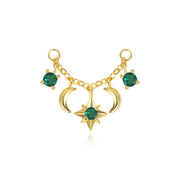 Iyla Green Emerald Guiding Star & Crescent Moon Chain Attachment