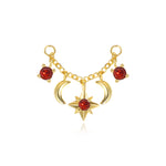 Iyla Red Garnet Guiding Star & Crescent Moon Chain Attachment