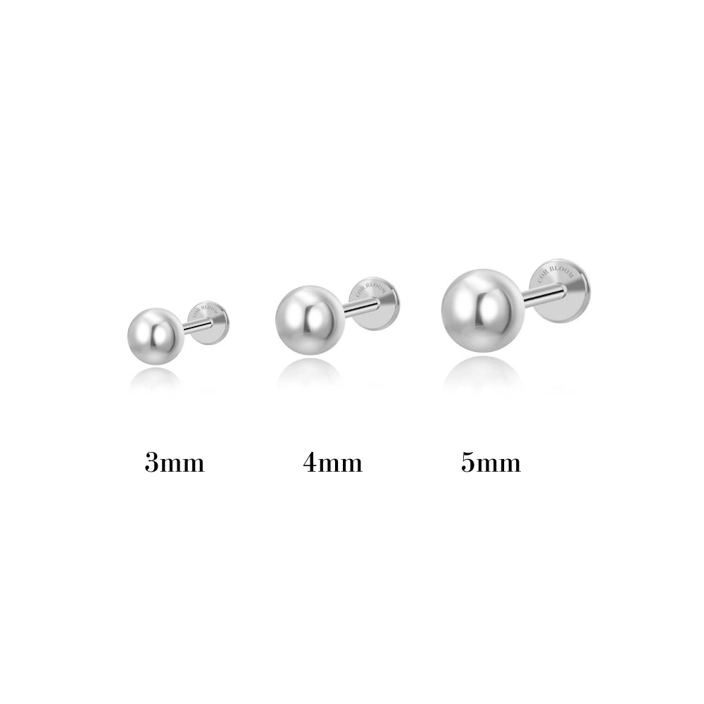 Titanium Essential Sphere Threaded Flat Back Stud