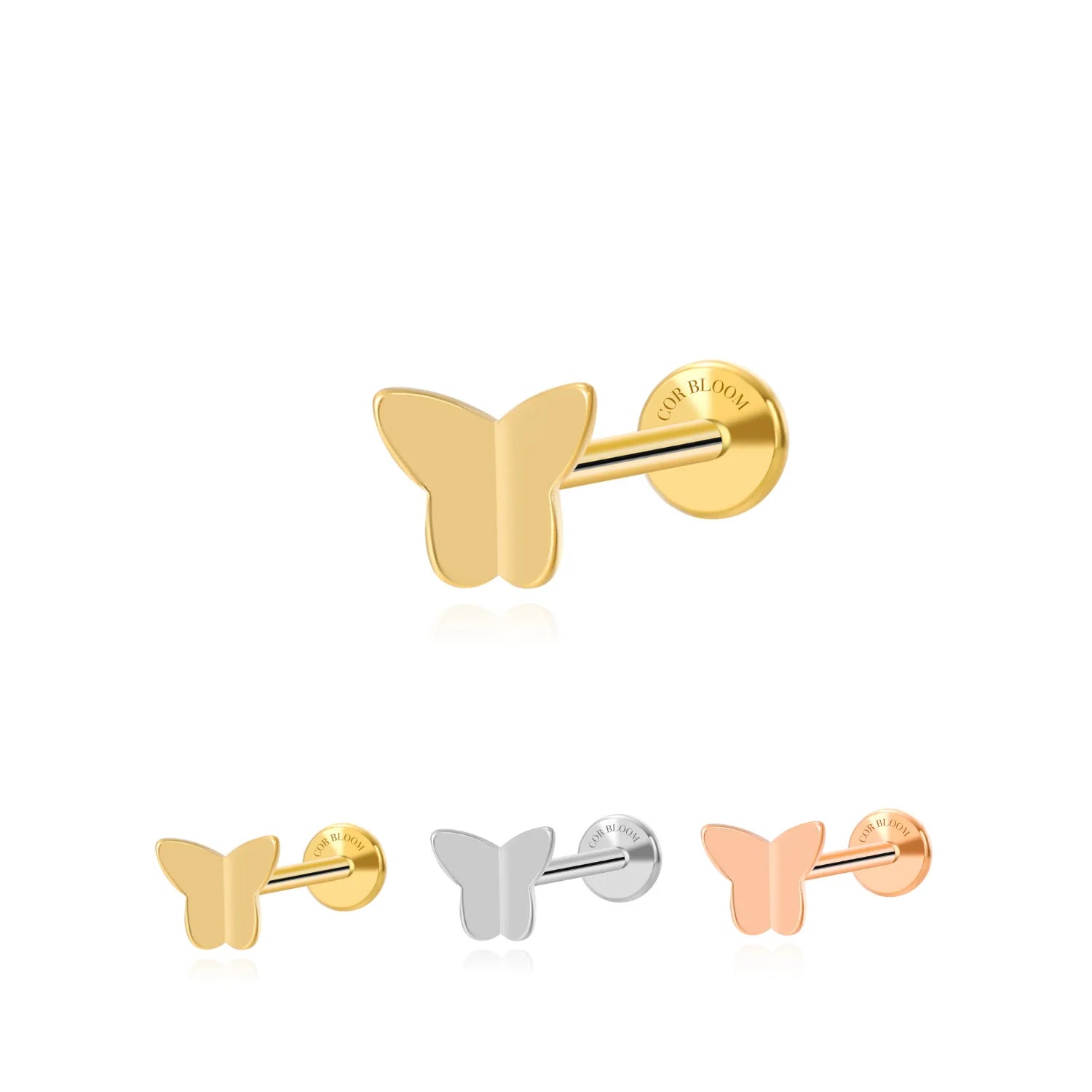 Solid Titanium Athena Butterfly Flat Back Stud