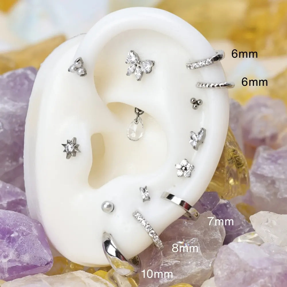 Classic Pave Hoop Earring (20G)