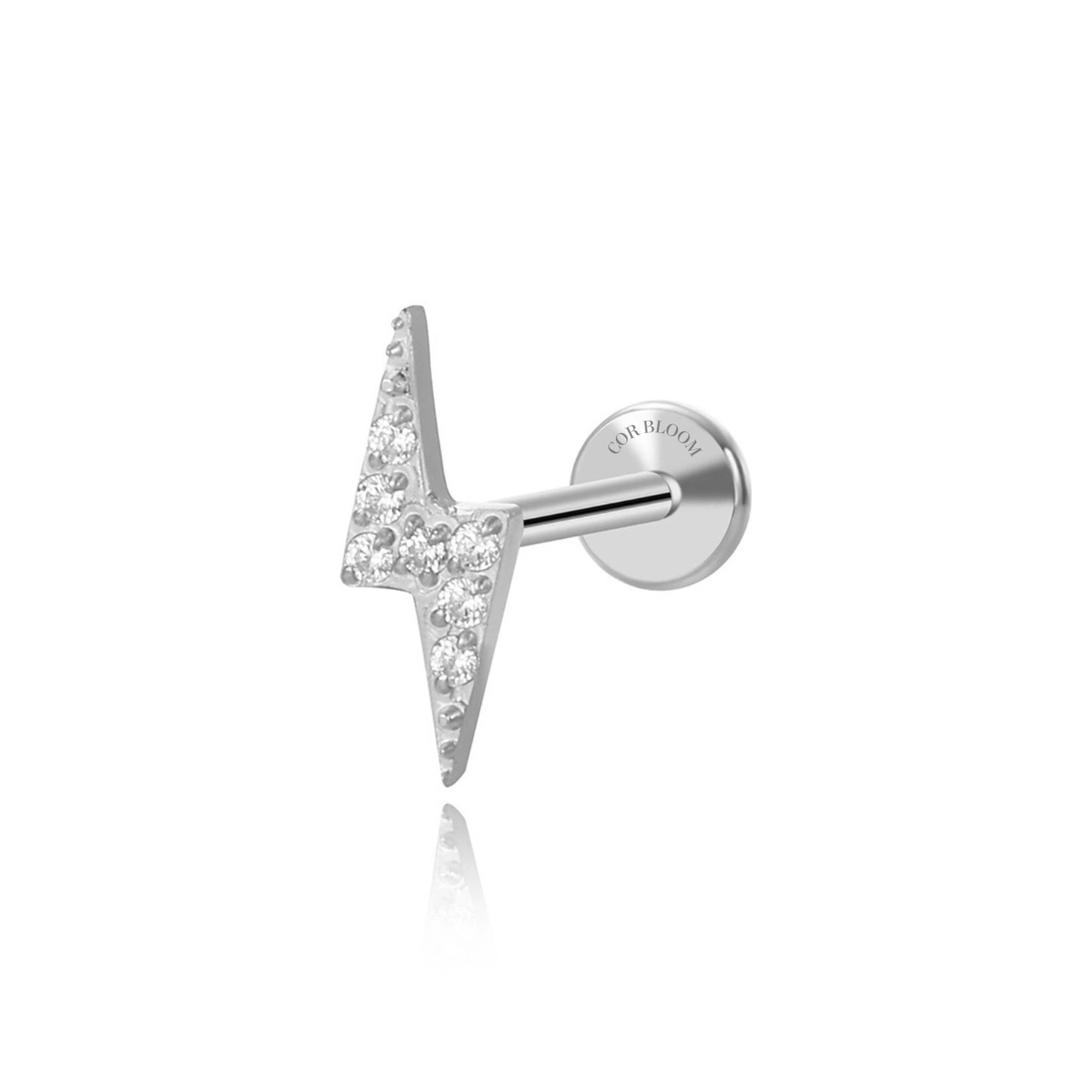 Titanium Lightning Flat Back Earring