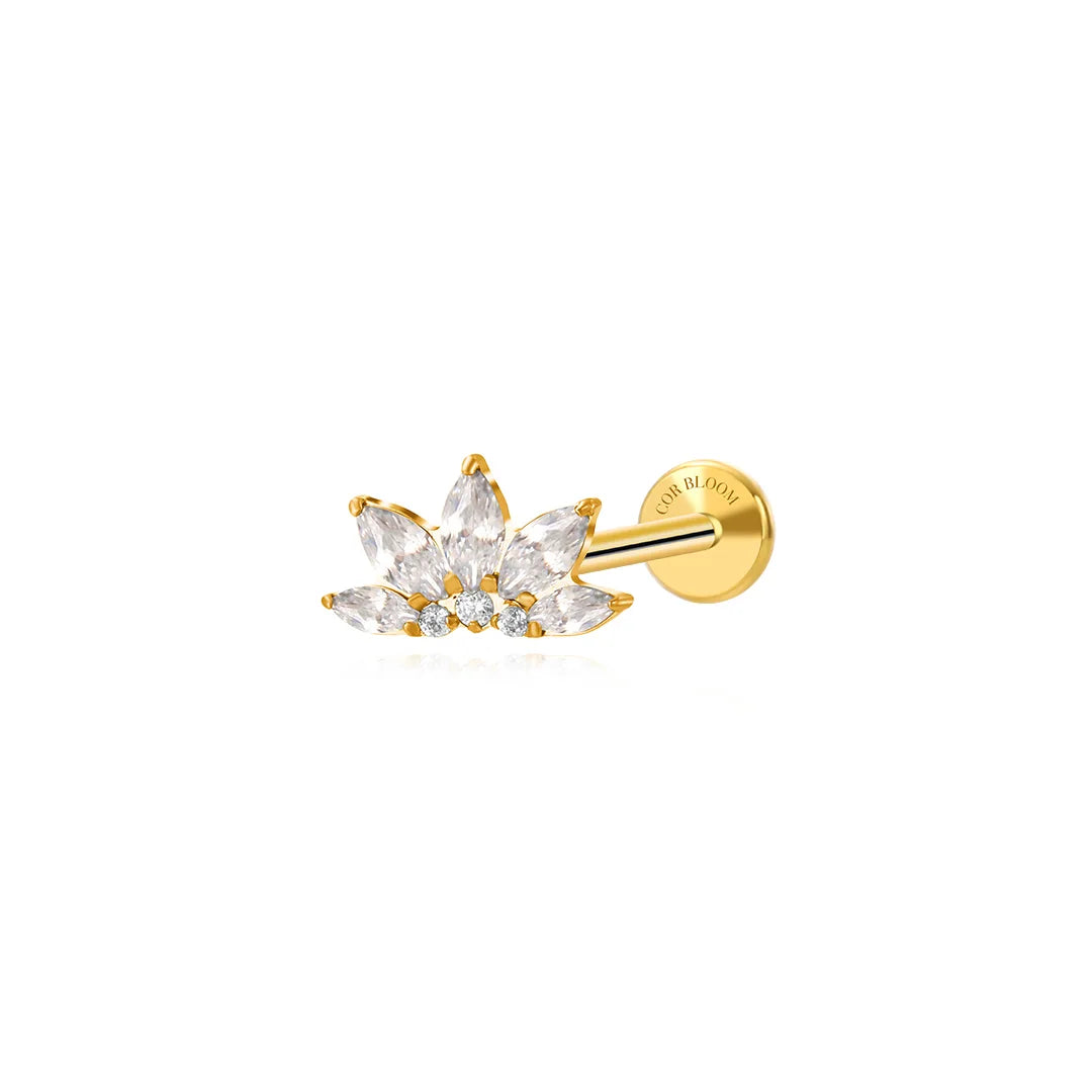 Titanium Xanthe Diamond Lotus Flat Back Stud