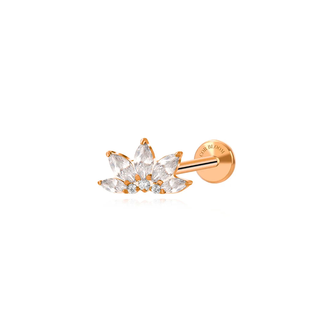 Titanium Xanthe Diamond Lotus Flat Back Stud