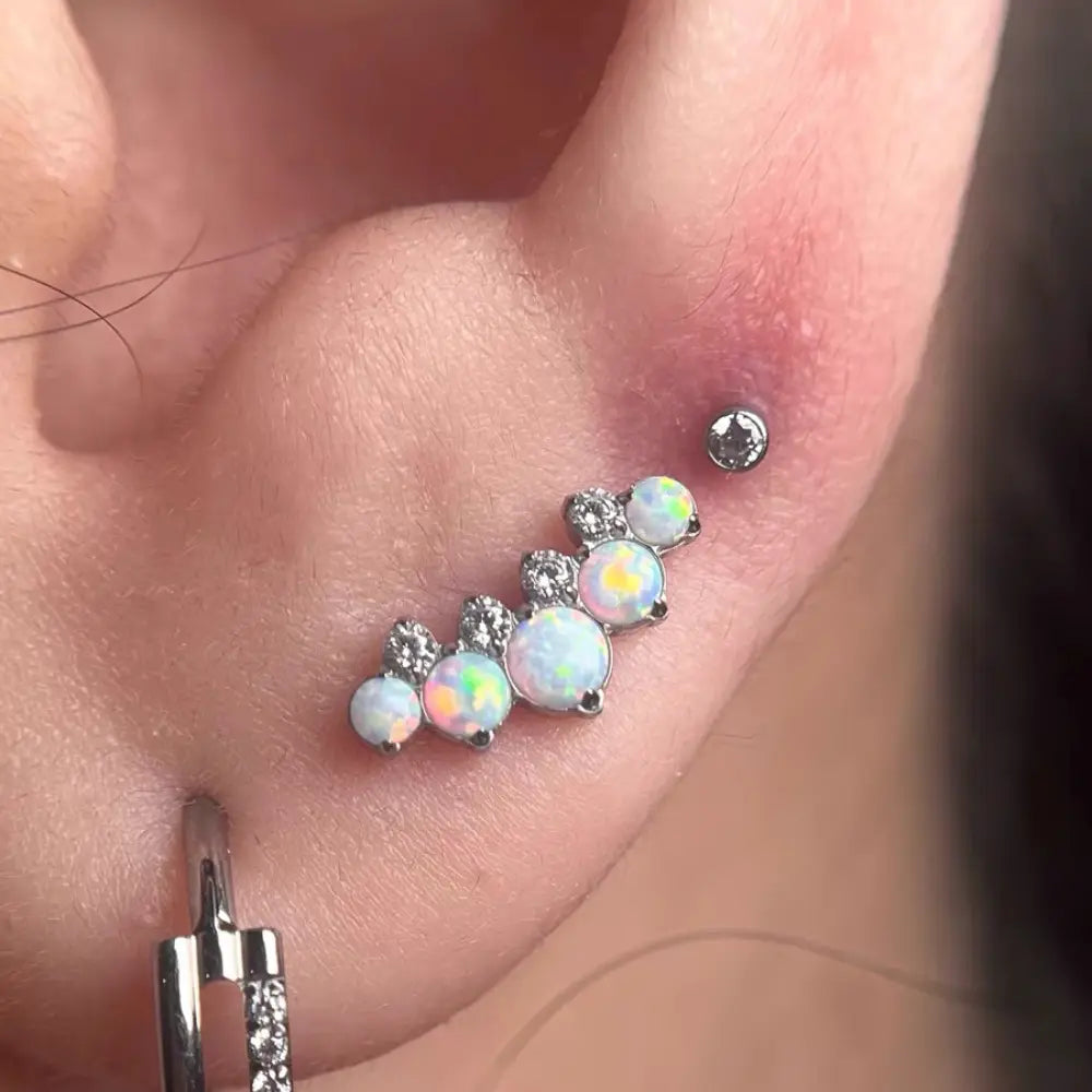 Titanium White Opal Climbing Helix Piercing Earring