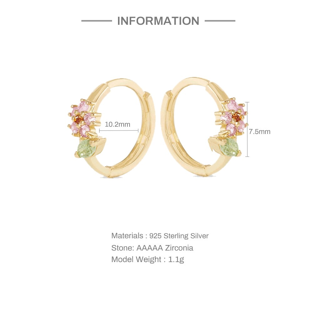 Rosy Flower Hoop Earrings