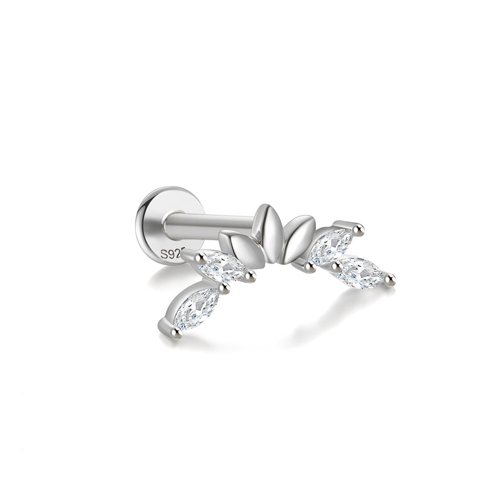 Seven-Petal Diamond Labret Piercing Stud