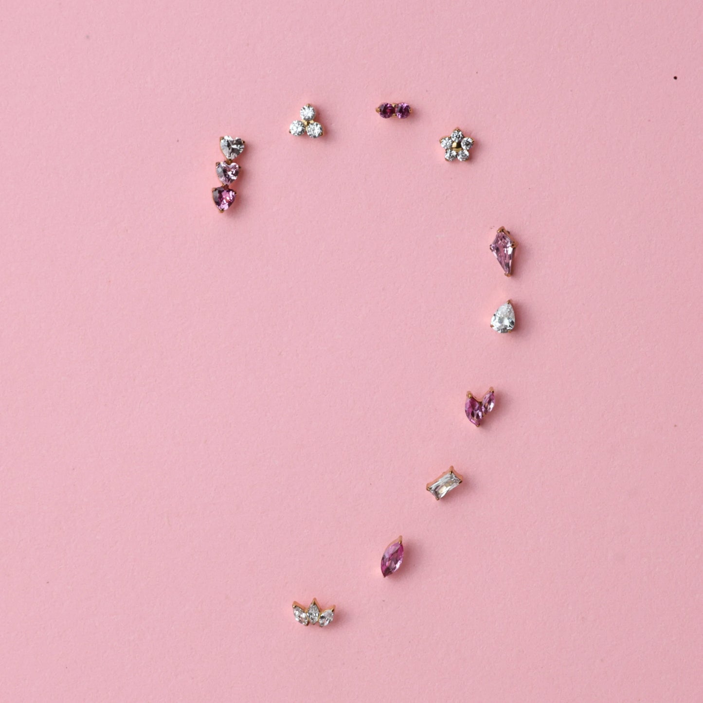 Titanium Adelpha Trio Heart Stud - Gradient Pink