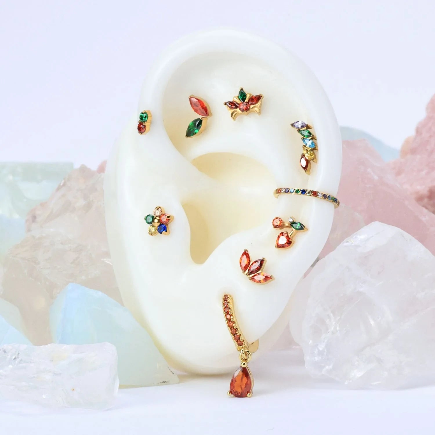 Titanium Hermes Lotus Crown Stud - Fiesta