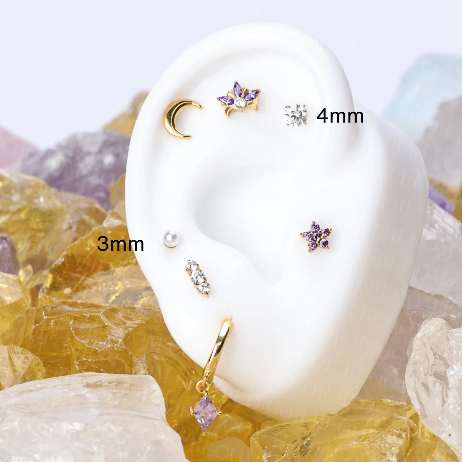 Titanium Baby Pearl Threaded Flat Back Stud