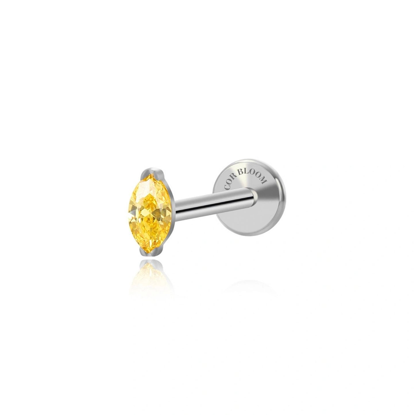 Titanium Elynn Yellow Topaz Marquise Flat Back