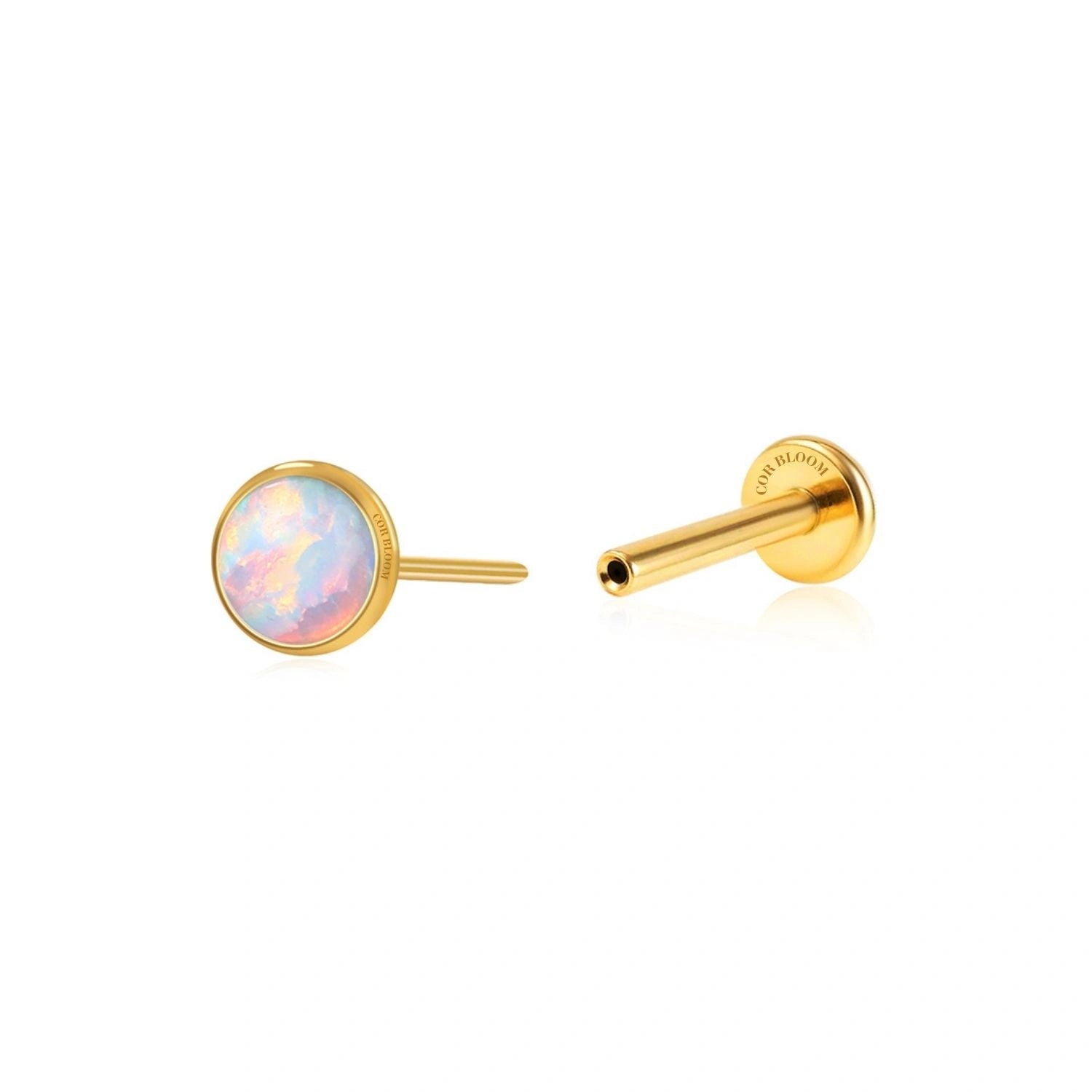 Titanium Cornflower Blue Opal Push Pin Piercing Stud