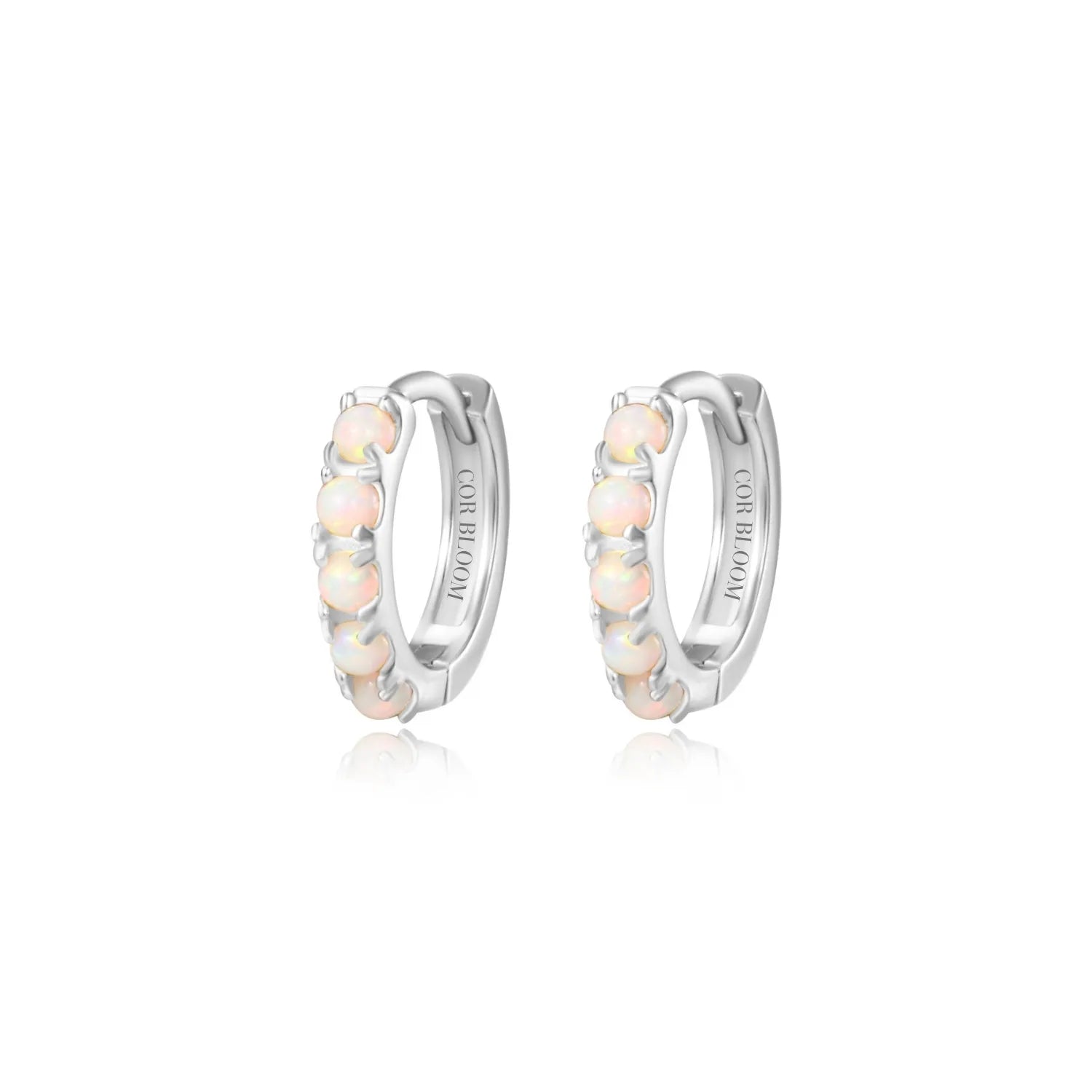 Yianna White Opal Hoop Earrings