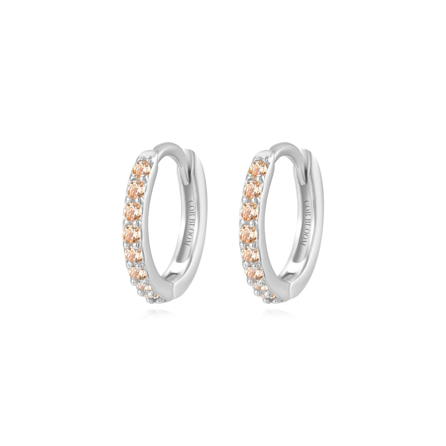 Arya Champagne Pave Hoop Earrings