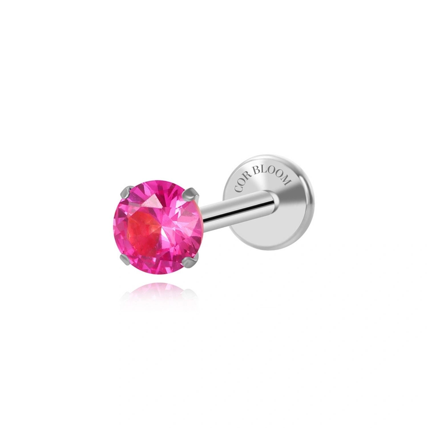 Titanium Multisize Ruby Gemstone Piercing Stud