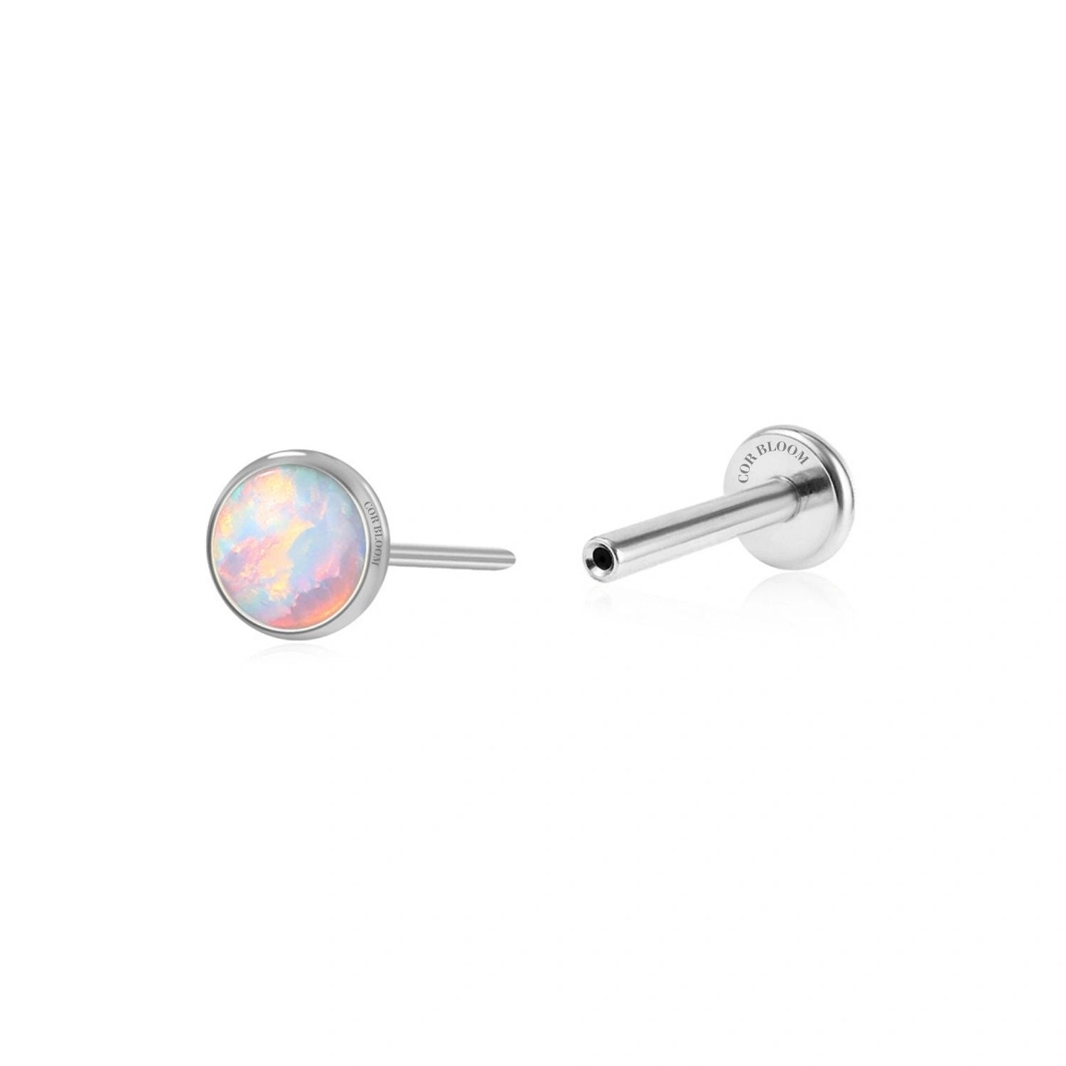 Titanium Cornflower Blue Opal Push Pin Piercing Stud