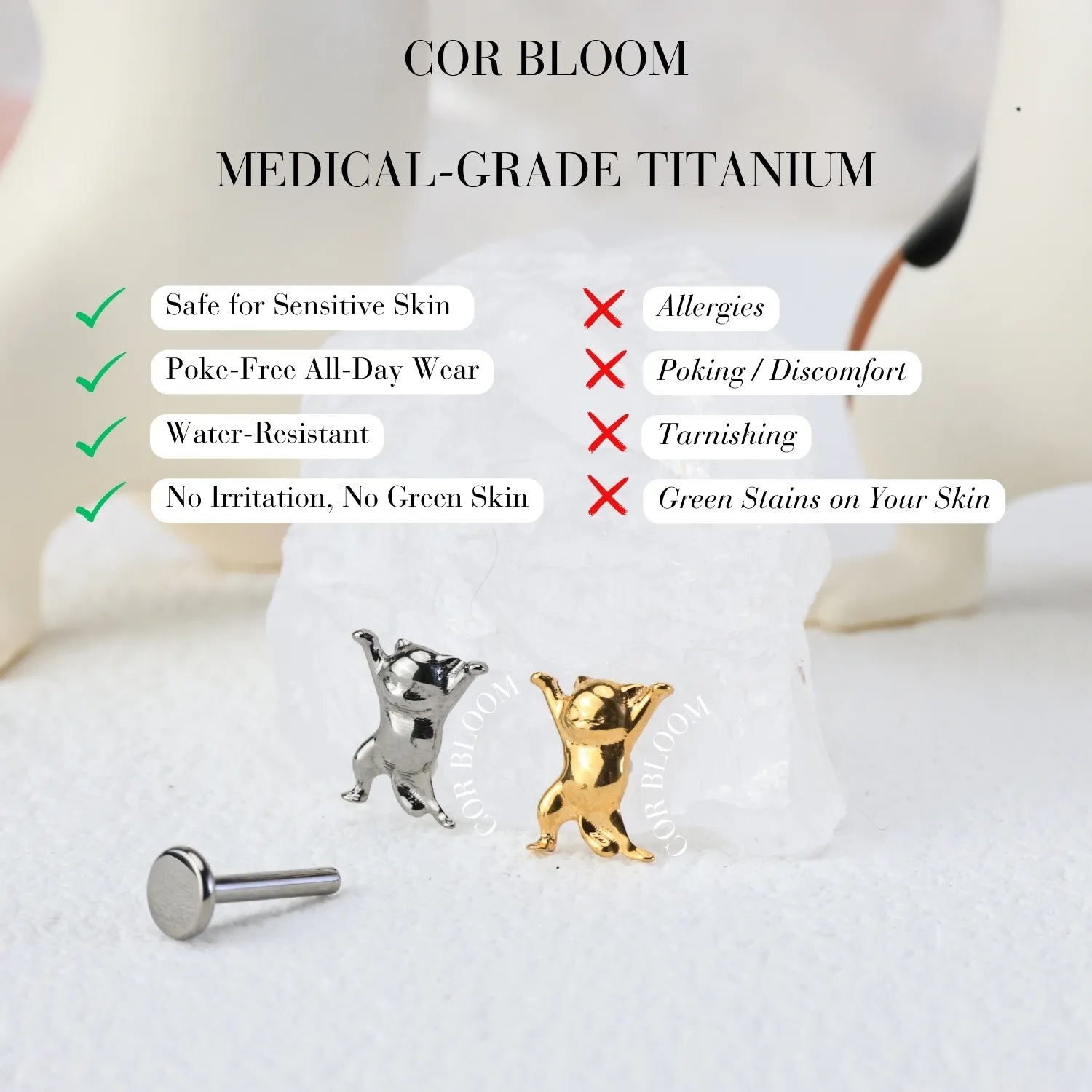 Titanium Disco Cat Piercing Stud