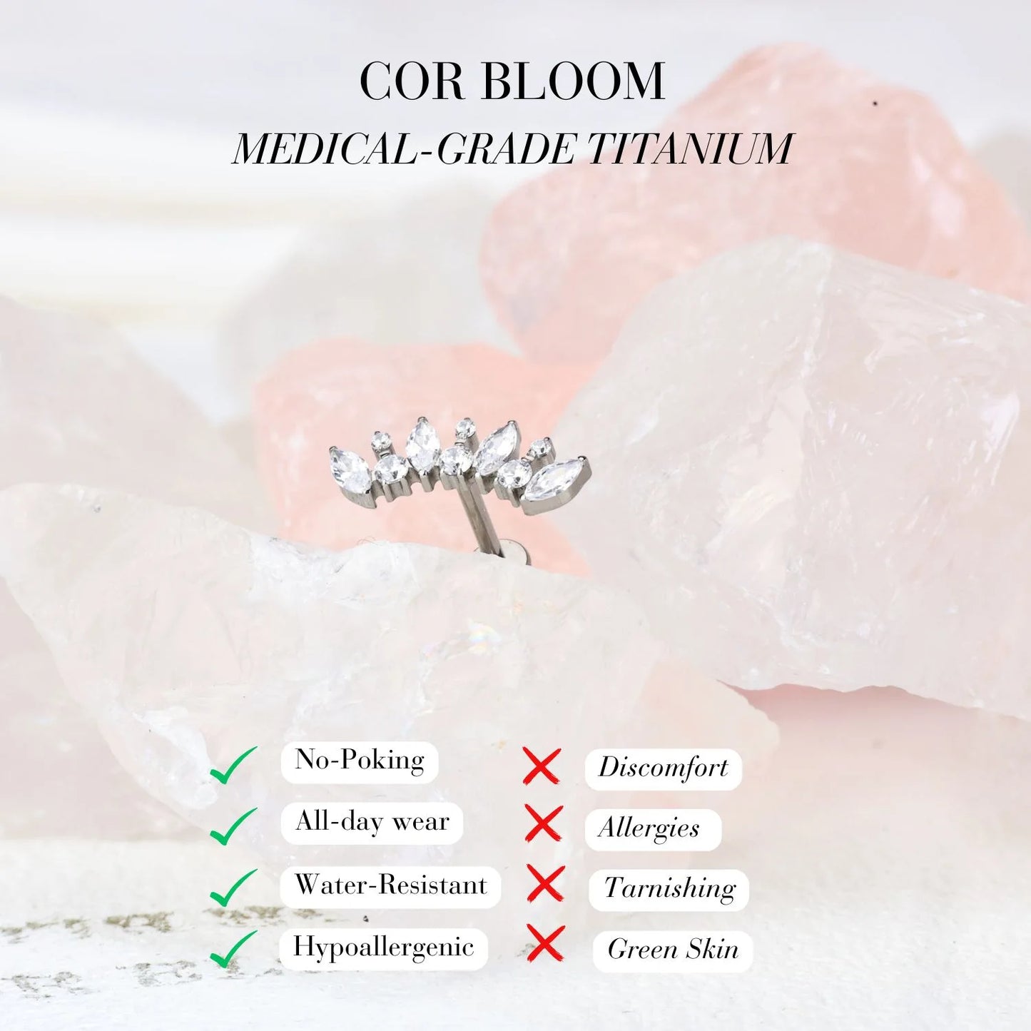 Titanium Eliora Crystal Crown Flat Back Stud