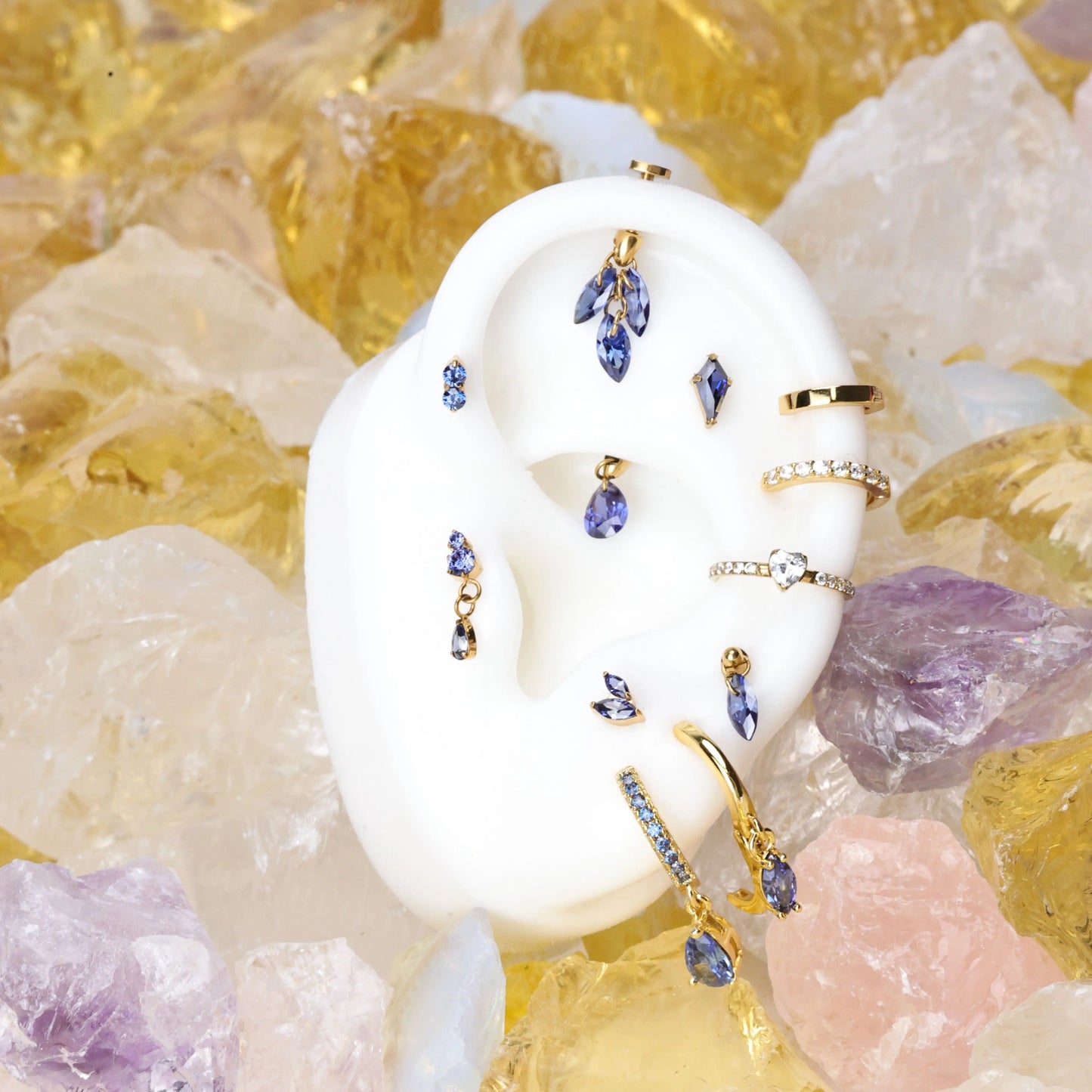 Doris Tanzanite Marquise Charm Hoop Earrings