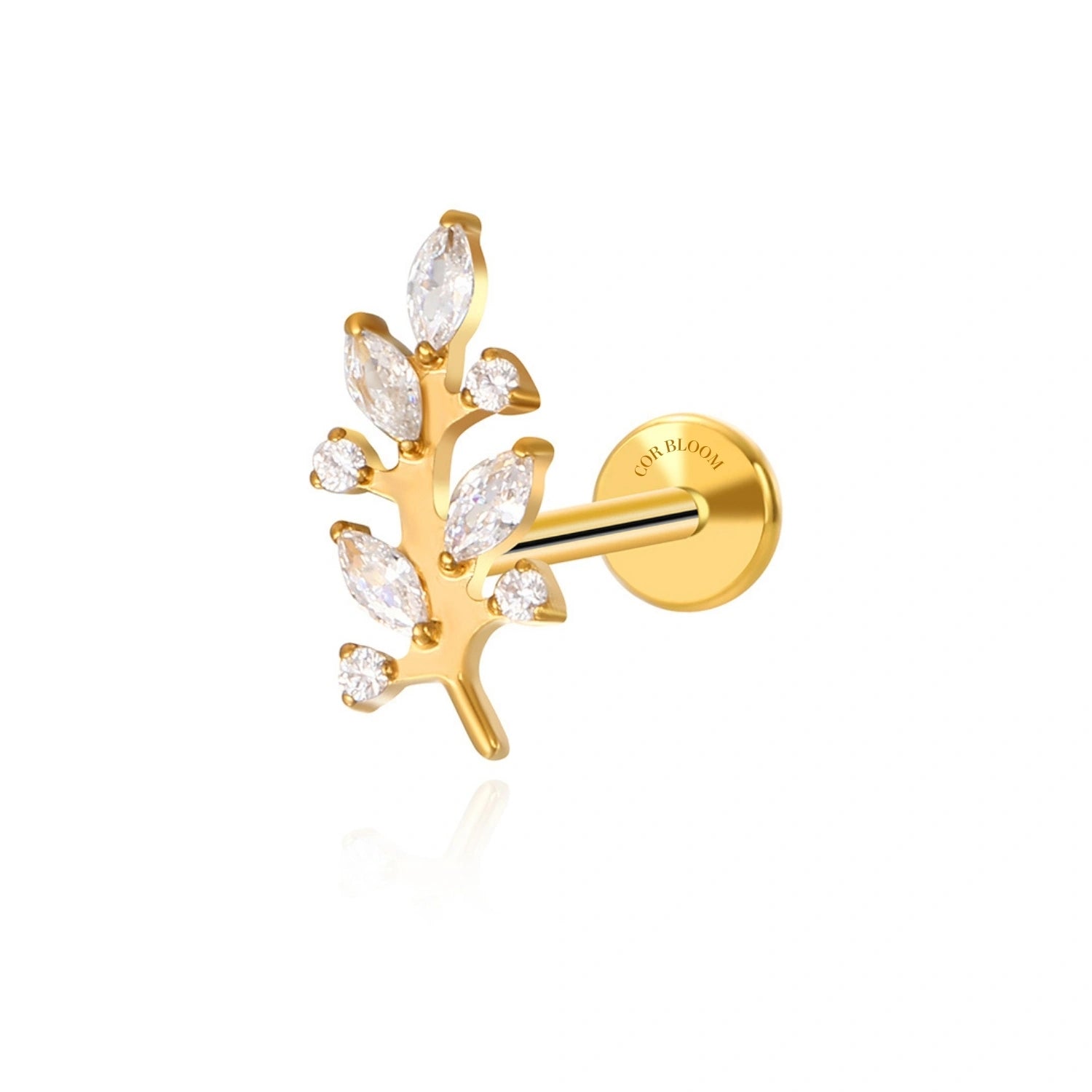 Titanium Diamond Climbing Leaf Piercing Stud