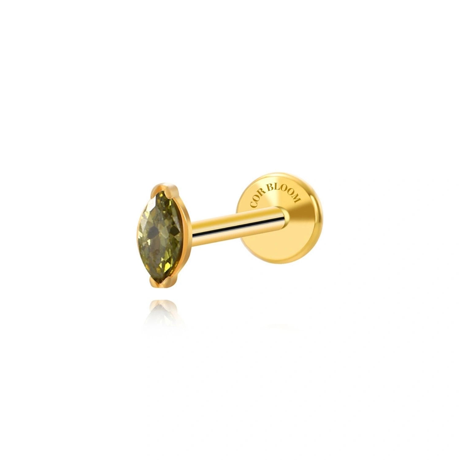 Titanium Elynn Peridot Marquise Flat Back Stud