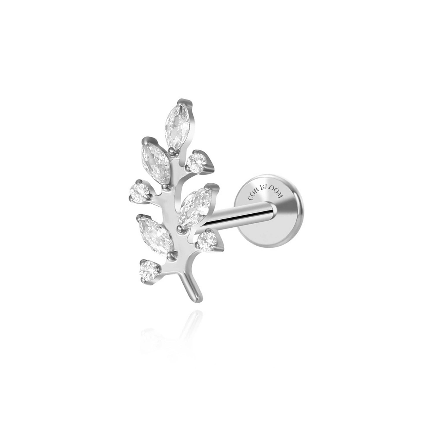Titanium Diamond Climbing Leaf Piercing Stud