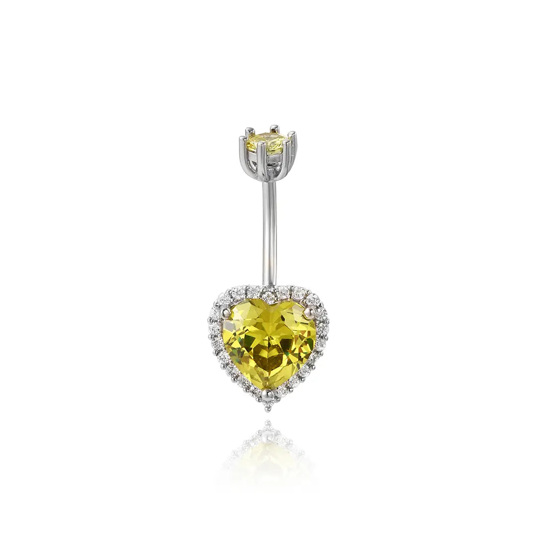 Olive Green Heart Belly Button Ring