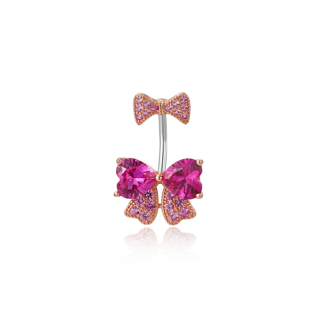 Rosy Butterfly Belly Button Ring