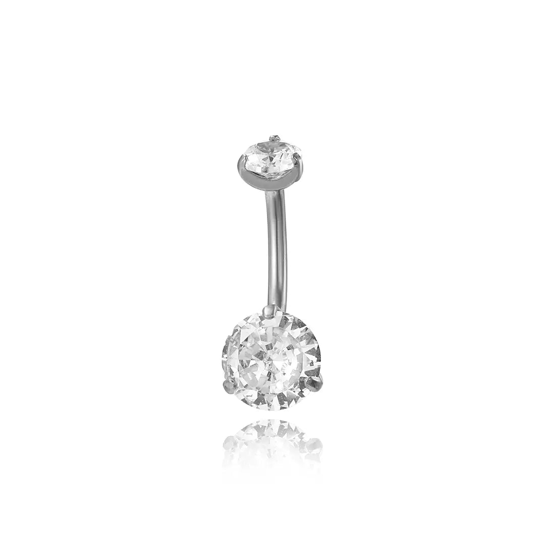 Implant-Grade Titanium Basic White CZ Belly Button Ring