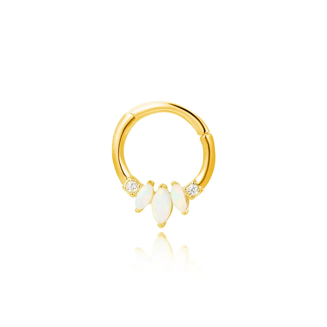Marquise Opal Seamless Hinged Hoop Septum Ring