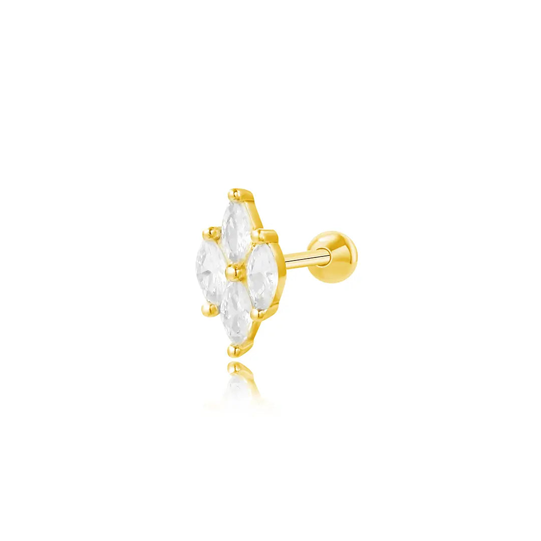 Four-Petal Rhombus Barbell Piercing (18G)