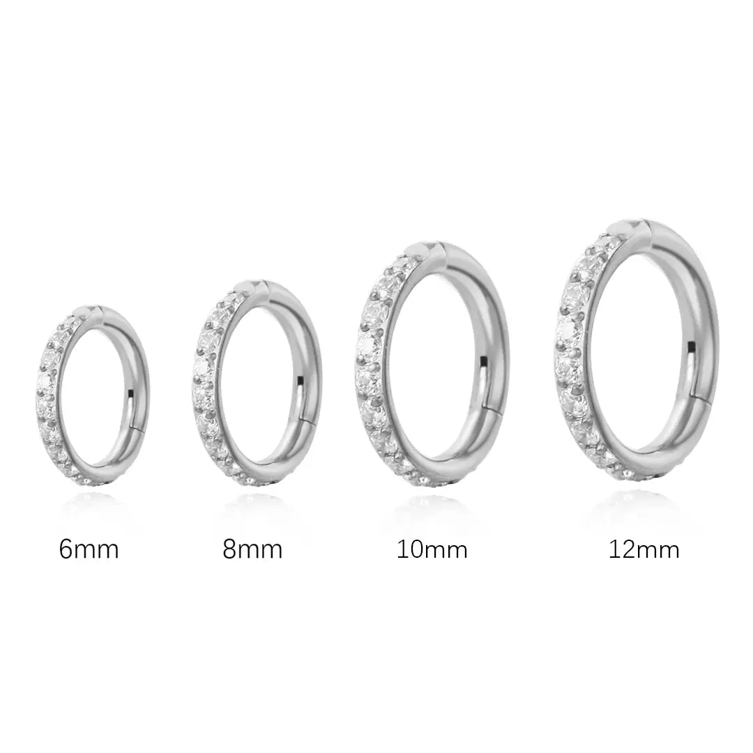 Multisized Titanium Crystal Clicker Helix Hoop | Conch Ring | Septum Clicker
