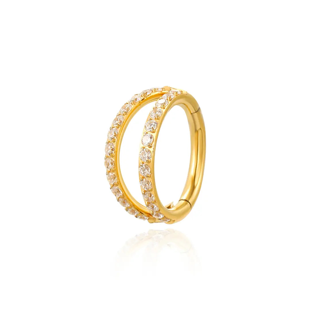 Titanium Duo Diamond Pave Clicker | Conch Hoop