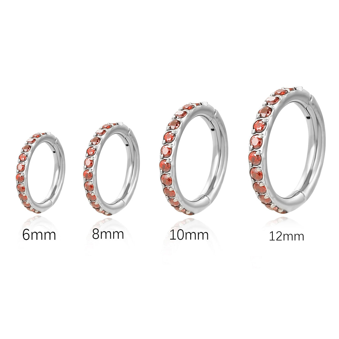 Implant Grade Titanium Red Garnet Cartilage Hoop • Septum Ring