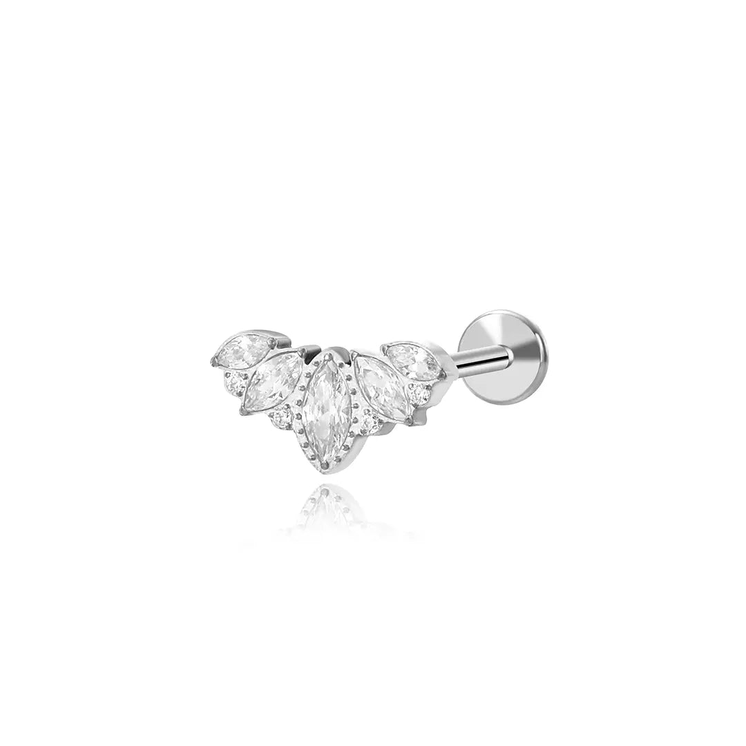 Titanium 5-Petal Marquise Flat Back Stud