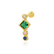 Emerald Green Gemstone Screw Back Stud Earring
