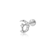 Titanium Diamond Moon Flat Back Stud