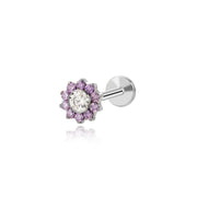 Lavender Jade Flower Flat Back Stud