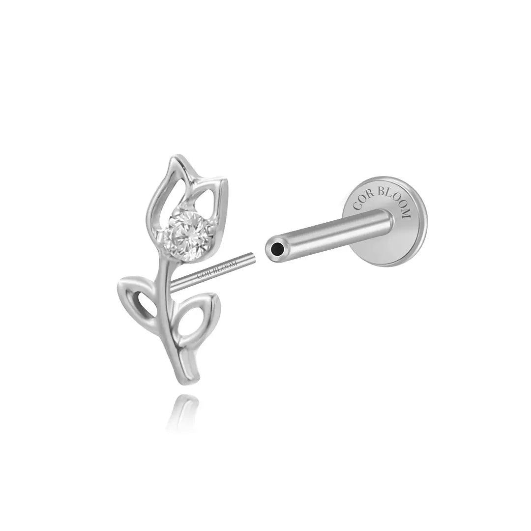 Titanium Kiara Crystal Climbing Flower Piercing Stud
