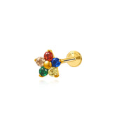 Titanium Multicolor Flower Flat Back Stud